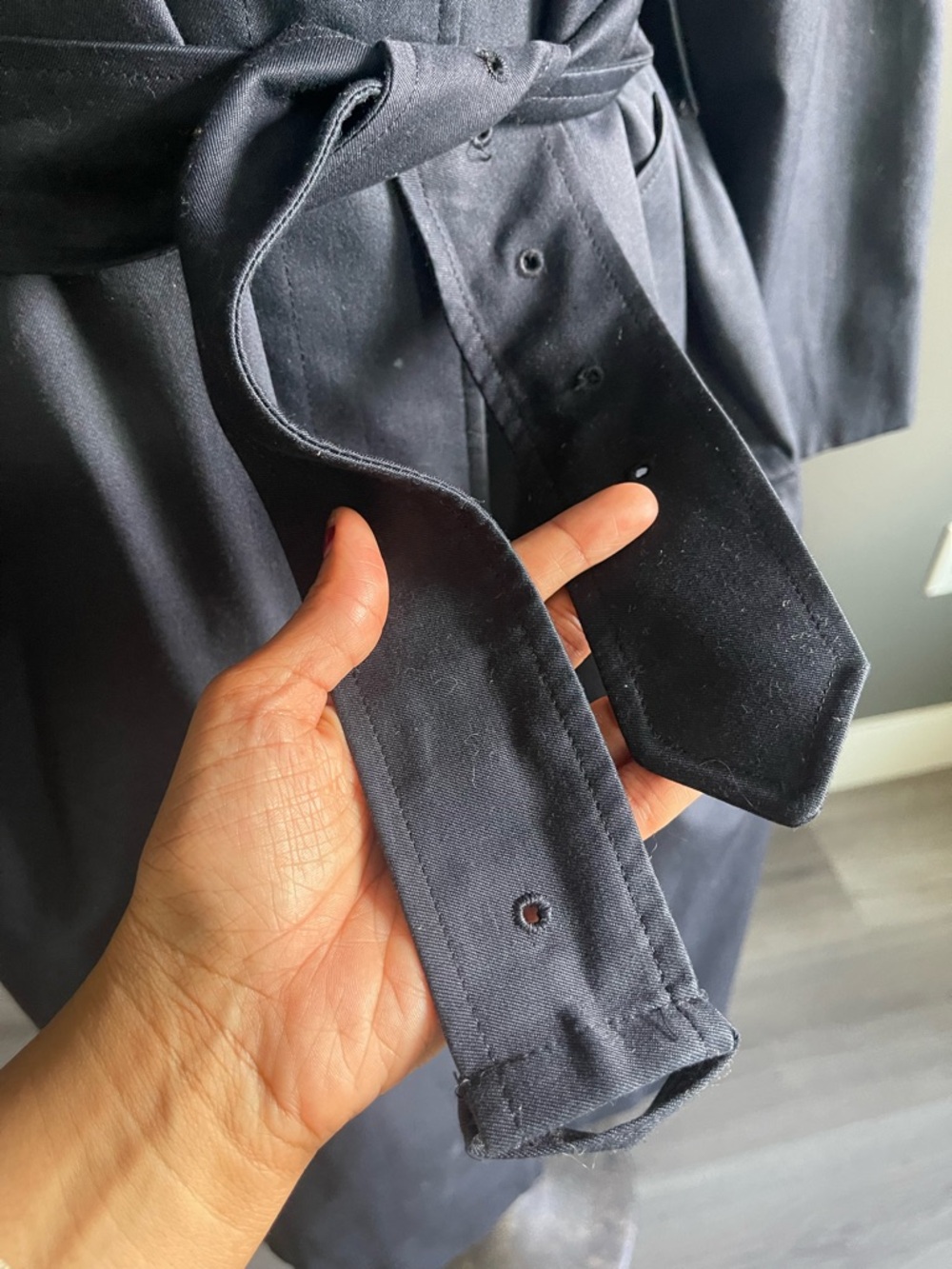 Aquascutum London Trench Coat Vintage Navy Belted Made in England Classic Twee - Picture 3 of 12